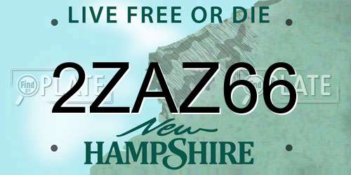 2ZAZ66 New Hampshire License Plate