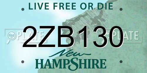 2ZB130 New Hampshire License Plate