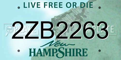 2ZB2263 New Hampshire License Plate