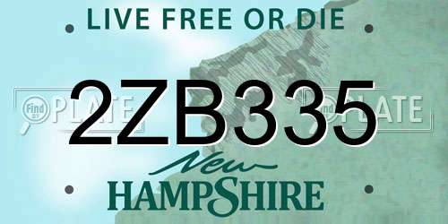 2ZB335 New Hampshire License Plate