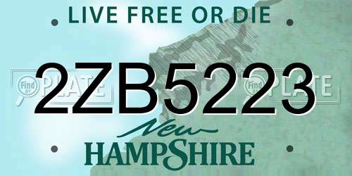 2ZB5223 New Hampshire License Plate