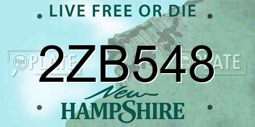 2ZB548 New Hampshire License Plate
