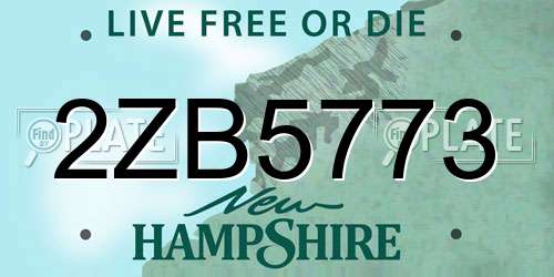 2ZB5773 New Hampshire License Plate