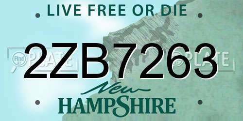 2ZB7263 New Hampshire License Plate