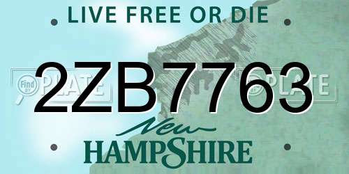 2ZB7763 New Hampshire License Plate