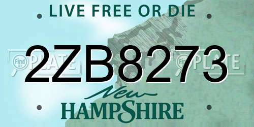 2ZB8273 New Hampshire License Plate