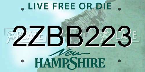 2ZBB223 New Hampshire License Plate