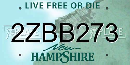 2ZBB273 New Hampshire License Plate