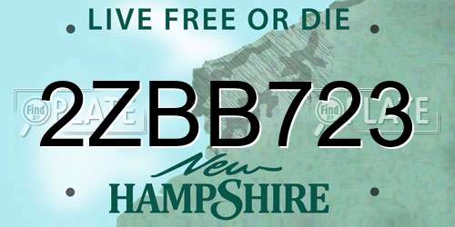 2ZBB723 New Hampshire License Plate