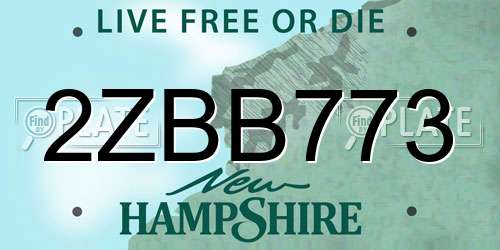 2ZBB773 New Hampshire License Plate