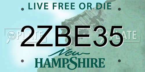 2ZBE35 New Hampshire License Plate