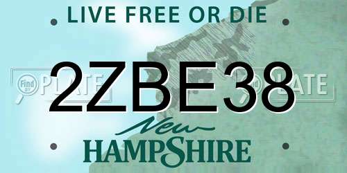 2ZBE38 New Hampshire License Plate