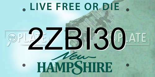 2ZBI30 New Hampshire License Plate