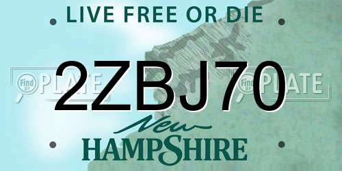 2ZBJ70 New Hampshire License Plate