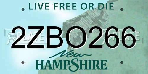 2ZBO266 New Hampshire License Plate