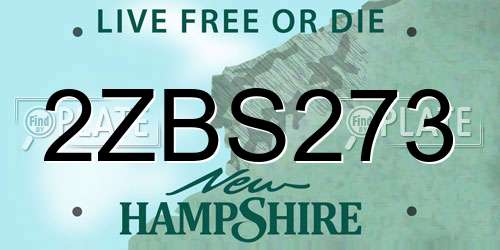 2ZBS273 New Hampshire License Plate