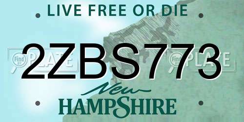 2ZBS773 New Hampshire License Plate
