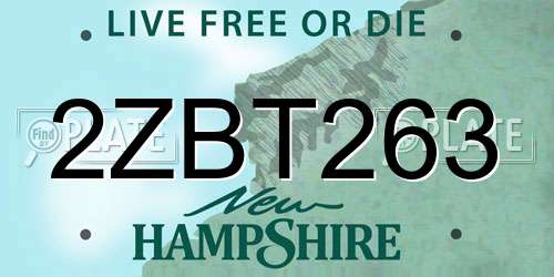 2ZBT263 New Hampshire License Plate