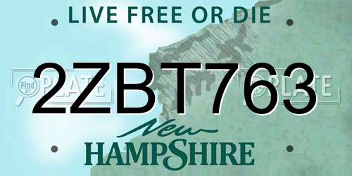 2ZBT763 New Hampshire License Plate