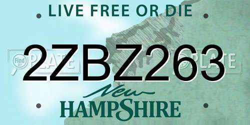 2ZBZ263 New Hampshire License Plate