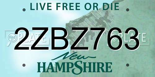 2ZBZ763 New Hampshire License Plate