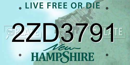 2ZD3791 New Hampshire License Plate