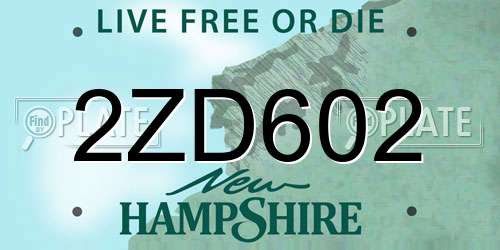2ZD602 New Hampshire License Plate