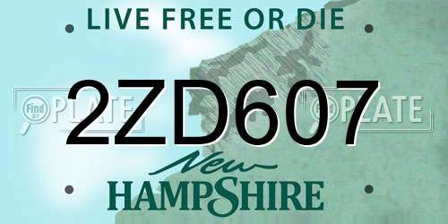 2ZD607 New Hampshire License Plate