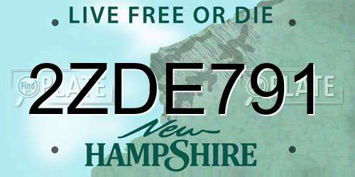 2ZDE791 New Hampshire License Plate