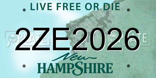 2ZE2026 New Hampshire License Plate