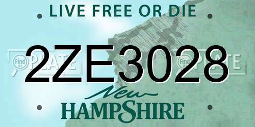 2ZE3028 New Hampshire License Plate