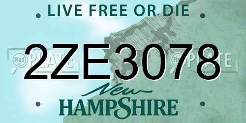 2ZE3078 New Hampshire License Plate