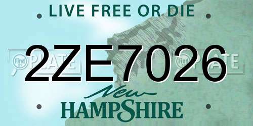 2ZE7026 New Hampshire License Plate
