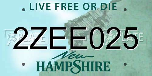 2ZEE025 New Hampshire License Plate