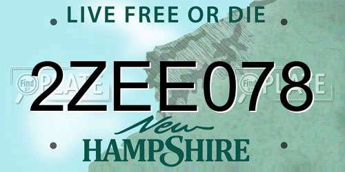 2ZEE078 New Hampshire License Plate