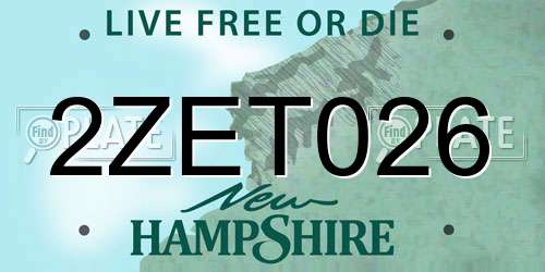 2ZET026 New Hampshire License Plate