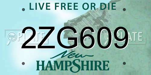 2ZG609 New Hampshire License Plate