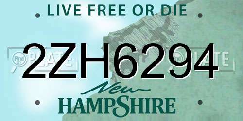 2ZH6294 New Hampshire License Plate
