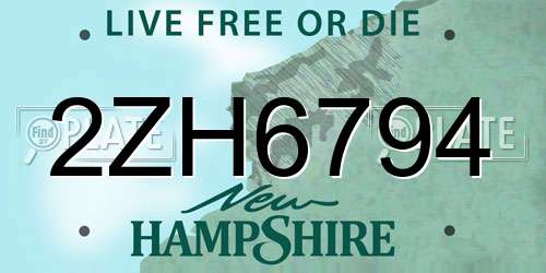 2ZH6794 New Hampshire License Plate