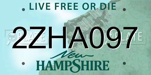 2ZHA097 New Hampshire License Plate