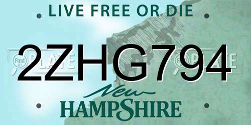 2ZHG794 New Hampshire License Plate