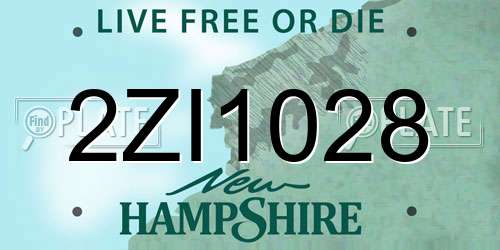 2ZI1028 New Hampshire License Plate