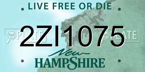 2ZI1075 New Hampshire License Plate