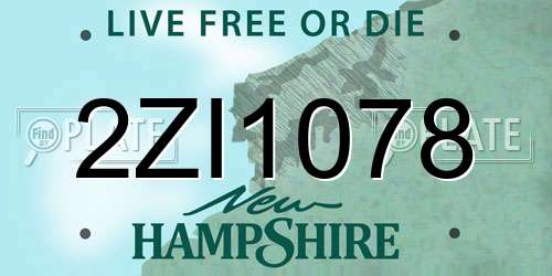 2ZI1078 New Hampshire License Plate