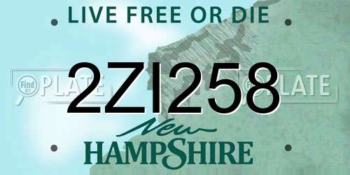 2ZI258 New Hampshire License Plate