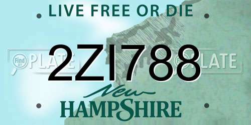 2ZI788 New Hampshire License Plate