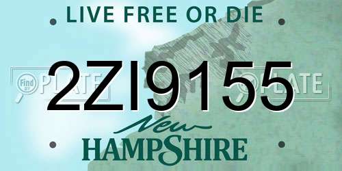 2ZI9155 New Hampshire License Plate