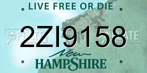 2ZI9158 New Hampshire License Plate