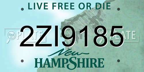 2ZI9185 New Hampshire License Plate