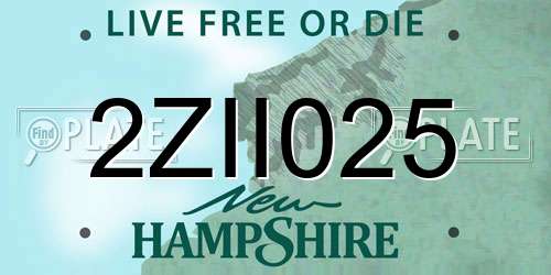 2ZII025 New Hampshire License Plate
